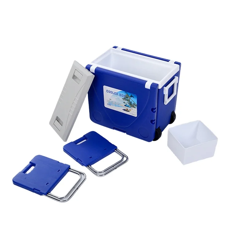 Foldable Cooler Box With Table And Stools For Outdoor Picnic Wheeled Portable