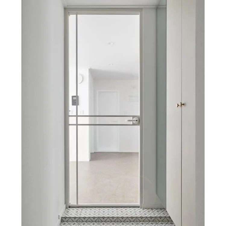 Simple Bathroom Partition Door Kitchen Room Entrance Door Aluminum Tempered Glass Office Door Design