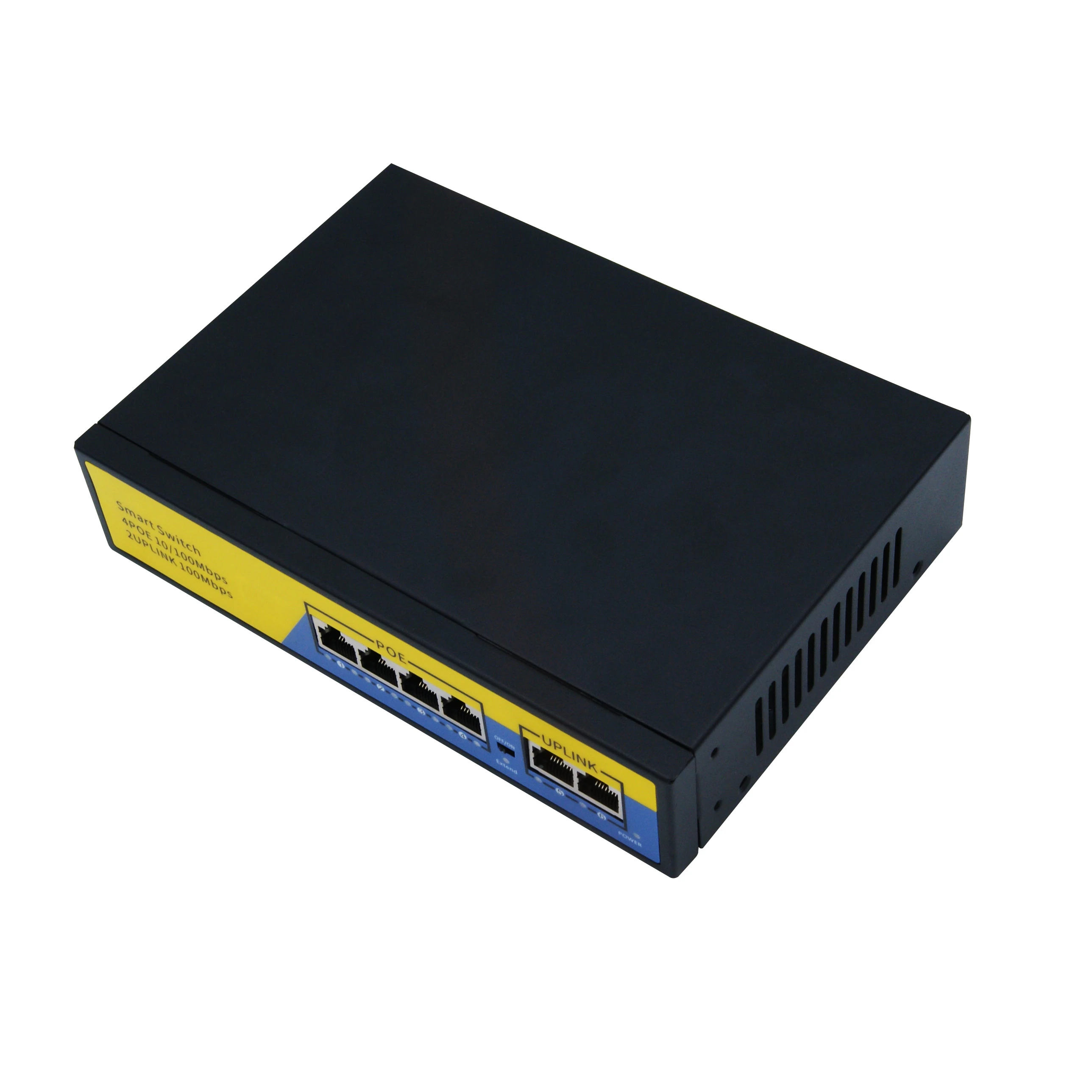 POE коммутатор с 4 портами RJ45 2 Uplink Plug and Play металлическая 802.3AT/AF 100 Мбит/с 250 м 1G полоса пропускания система