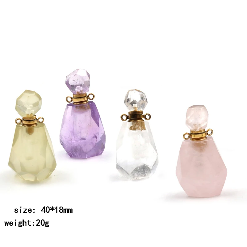 mini natural fluorite crystal perfume bottles rose quartz perfume oil bottles crystal for wedding souvenirs guests