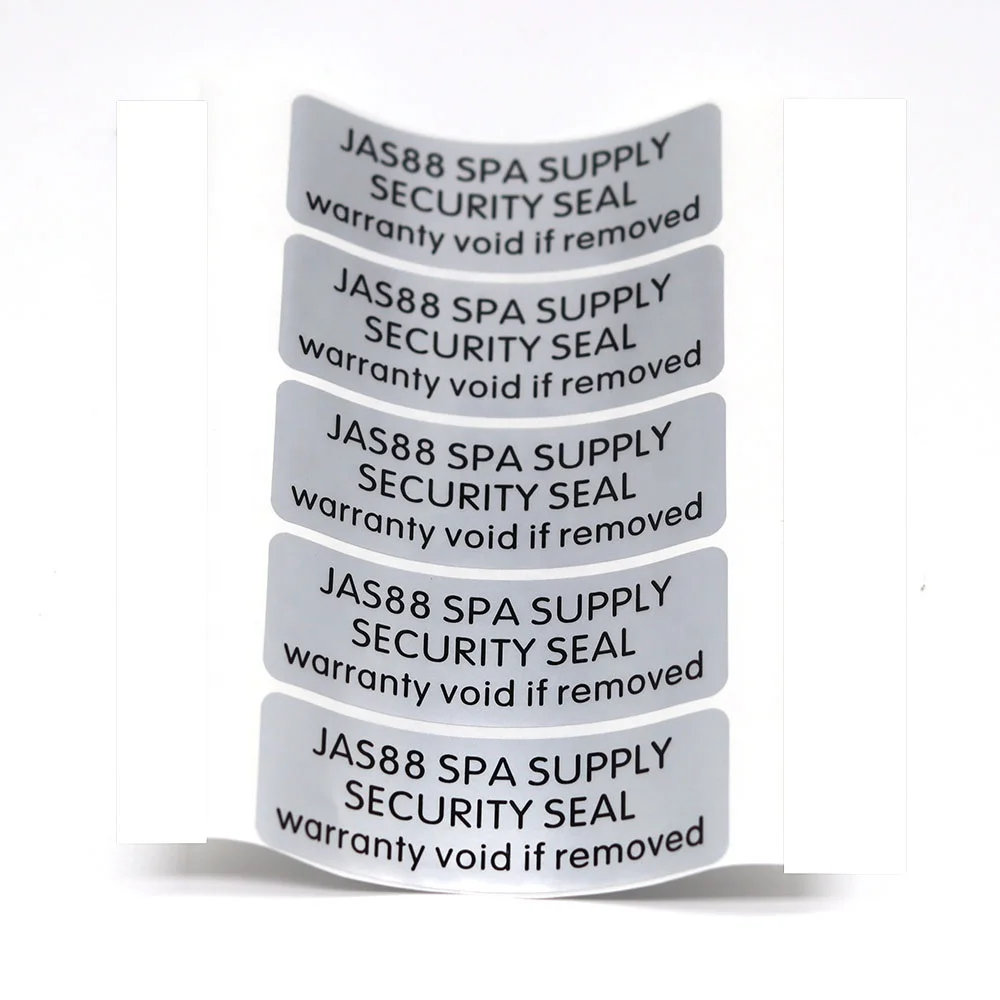 Custom Logo Printed Small Tamper Proof Seal Sliver Sticker Warranty Void If Removed Stickers