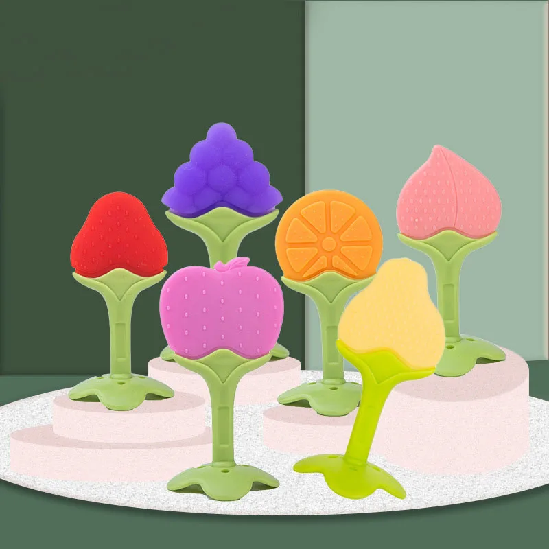 Funny baby teether sets BPA Free fruit silicone toys baby teether organic custom baby teether gift set