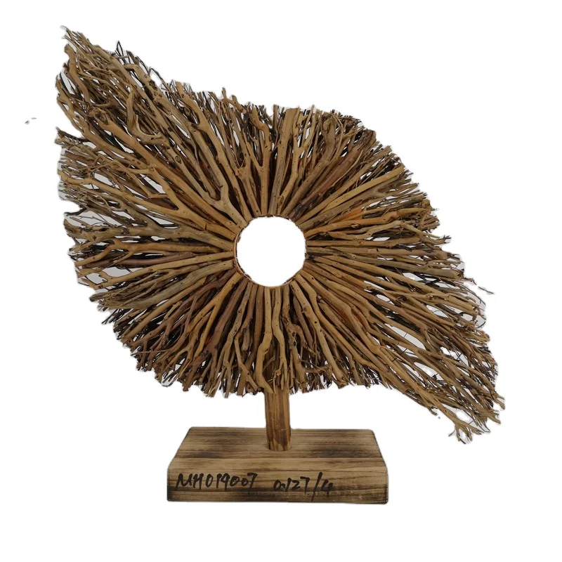 
CUSTOMIZED Natural Teabranch Jointed Circular Crafts With Wood Base Support 
