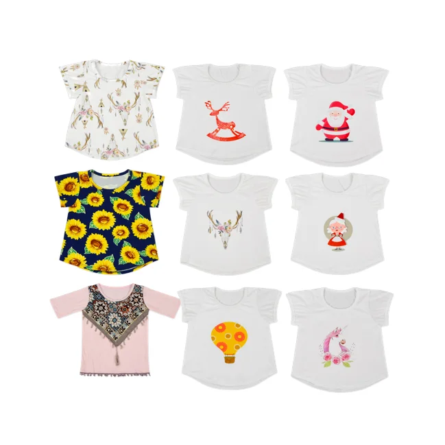 Kids T-shirt Custom Different Patterns Baby Summer Beautiful Short Sleeve T-shirt for Girls.