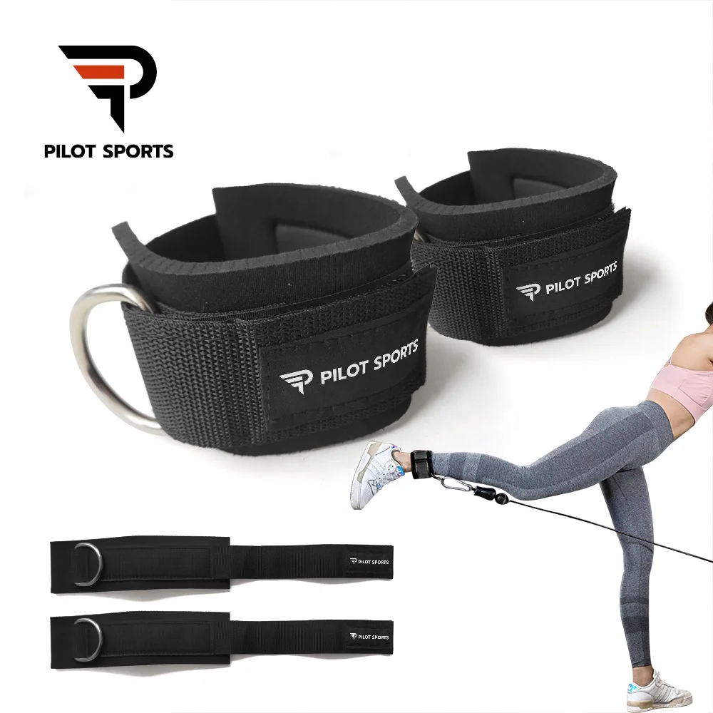 PILOT SPORTS Workout Fitness Neoprene Padded Ankle Strap Weight Lifting Gym Ankle Straps For Cable Machines