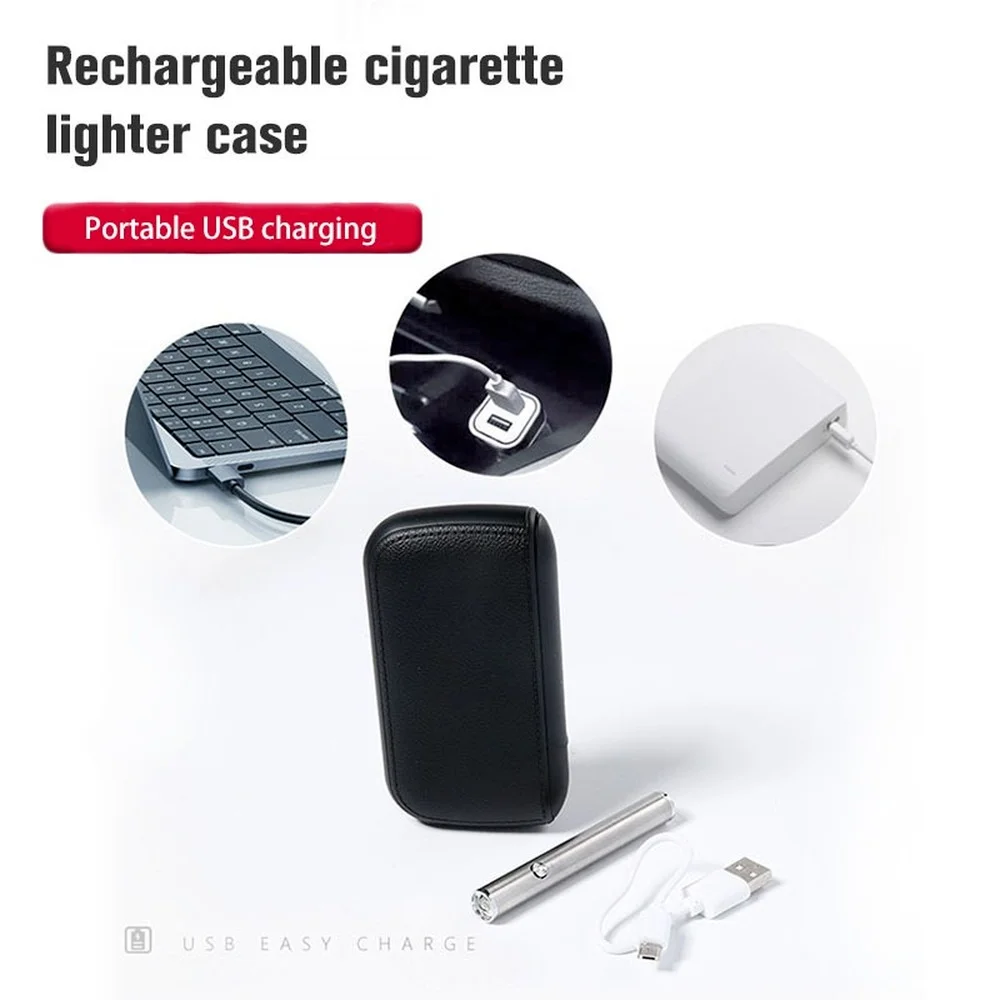 Cigarette accessories separate cigarette case Electronic lighter storage box lighter Leather cigarette case