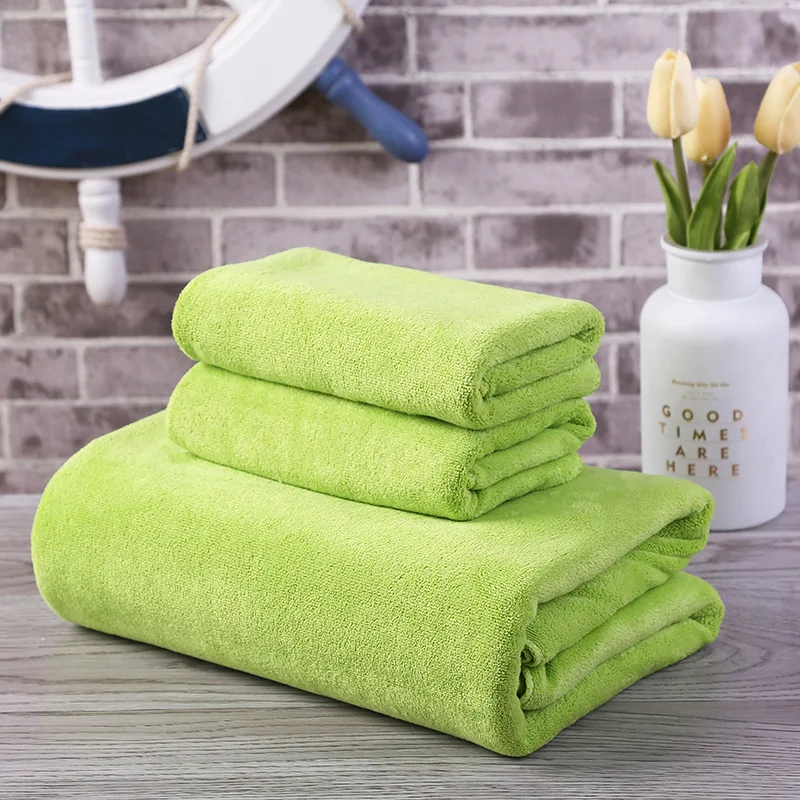 Manufacturer direct sales thickened extra Large size bath towel set easy wash household durable kitchen towel 3pcs set