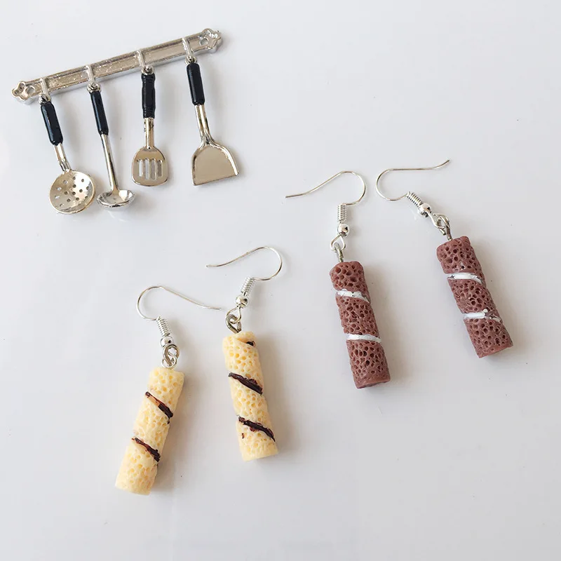 Candy Color crepe cake Food Drop earrings Cute Handmade polymer clay Fashion earrings Jewelry Gift
