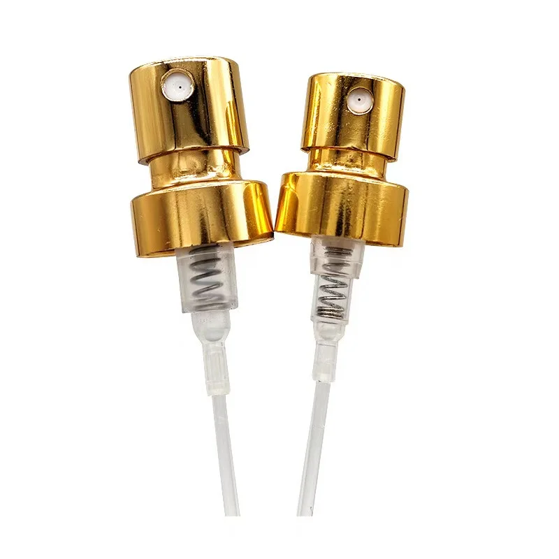 High Quality Gold Color Aluminum Crimp Pump Sprayer 15mm 18mm Mist Sprayer for Bottles & Cups Metal & Plastic Material