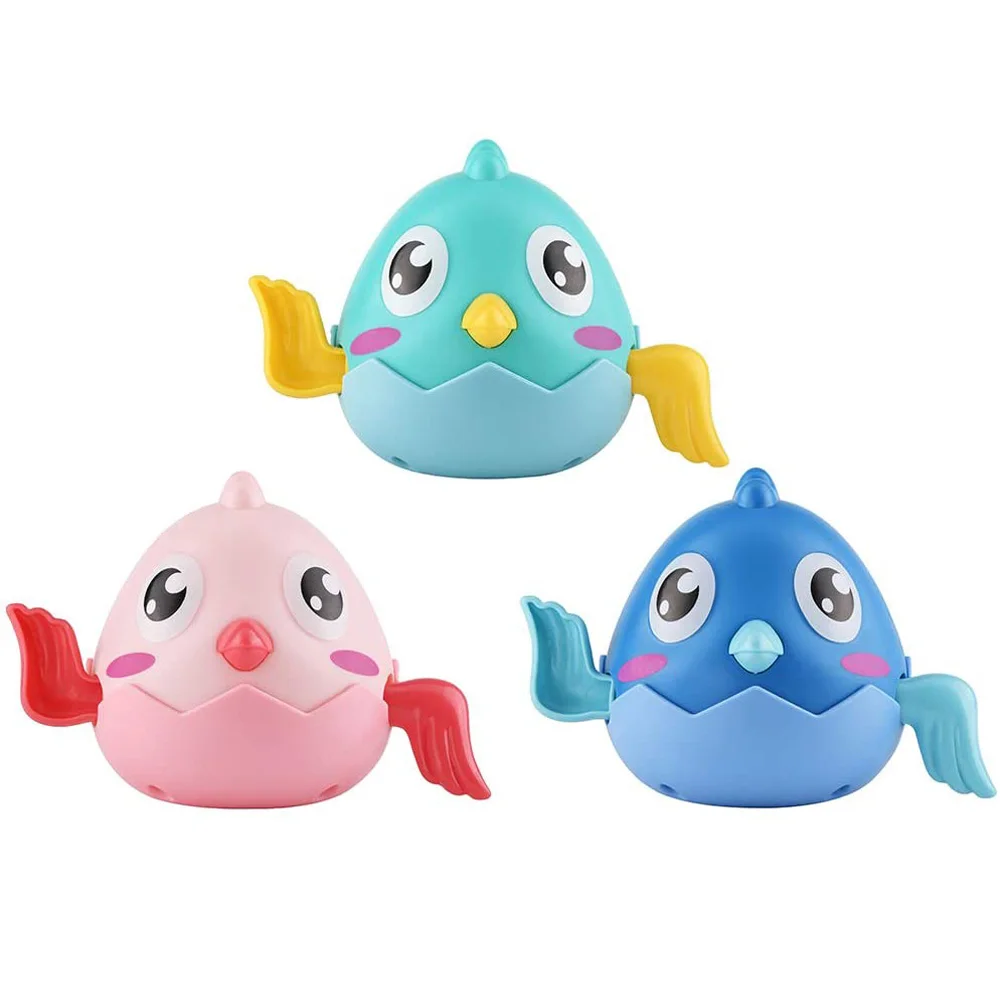 Wind up Chick Toys Multi-Colors Floating Toy Swimming Bathtub 3 Penguin Small Pool Wind Up Baby Bathtub Toys