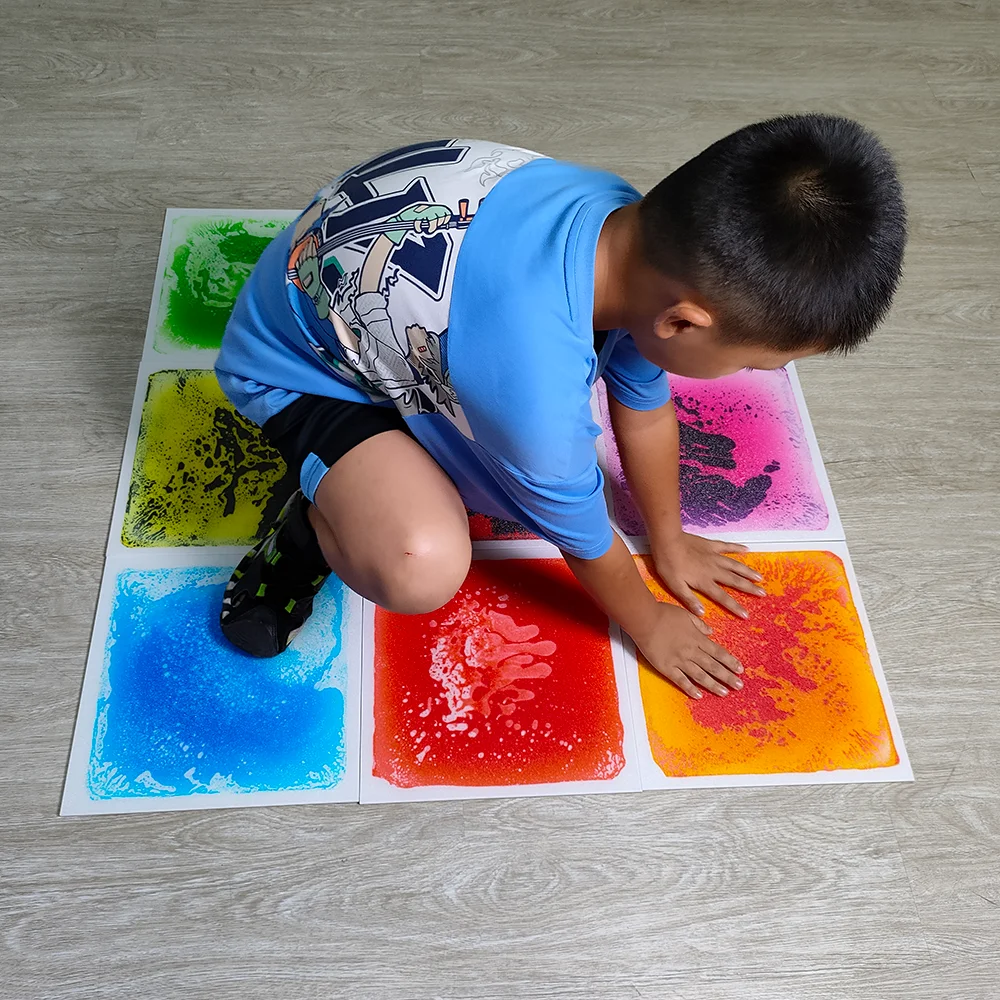 Hot Sale Sensory Room Equipment Self Adhesive Kids PVC Gel Mat Floor Tile Color Liquid Sensory Mats for Autistic Children