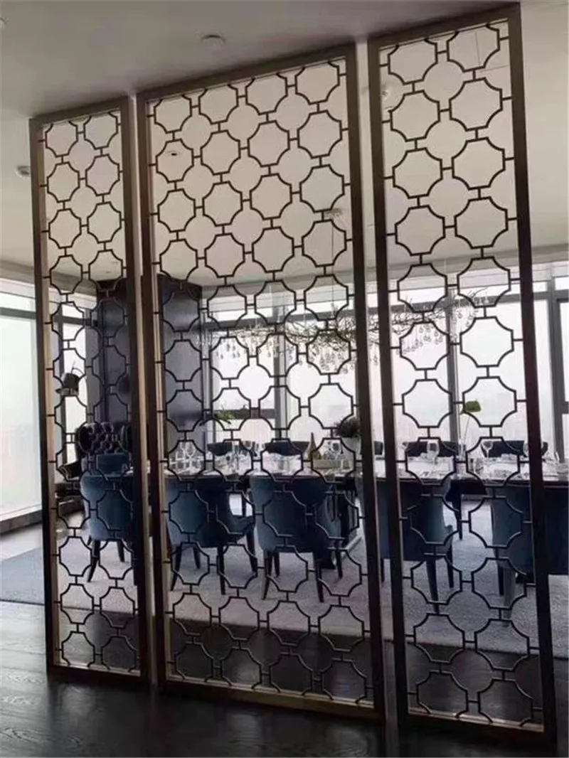 Interior partition wall living room divider black antique color stainless steel screens for luxury villa decoration