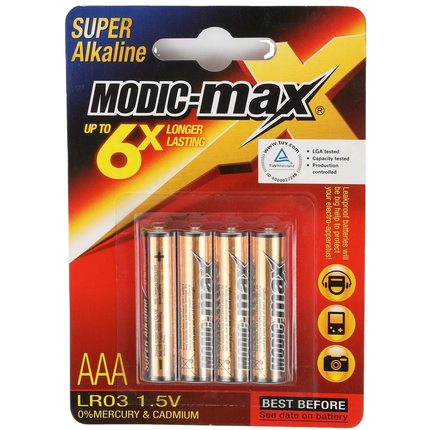 Супер щелочная батарея Modic-max AAA LR03 1 5 в сухая