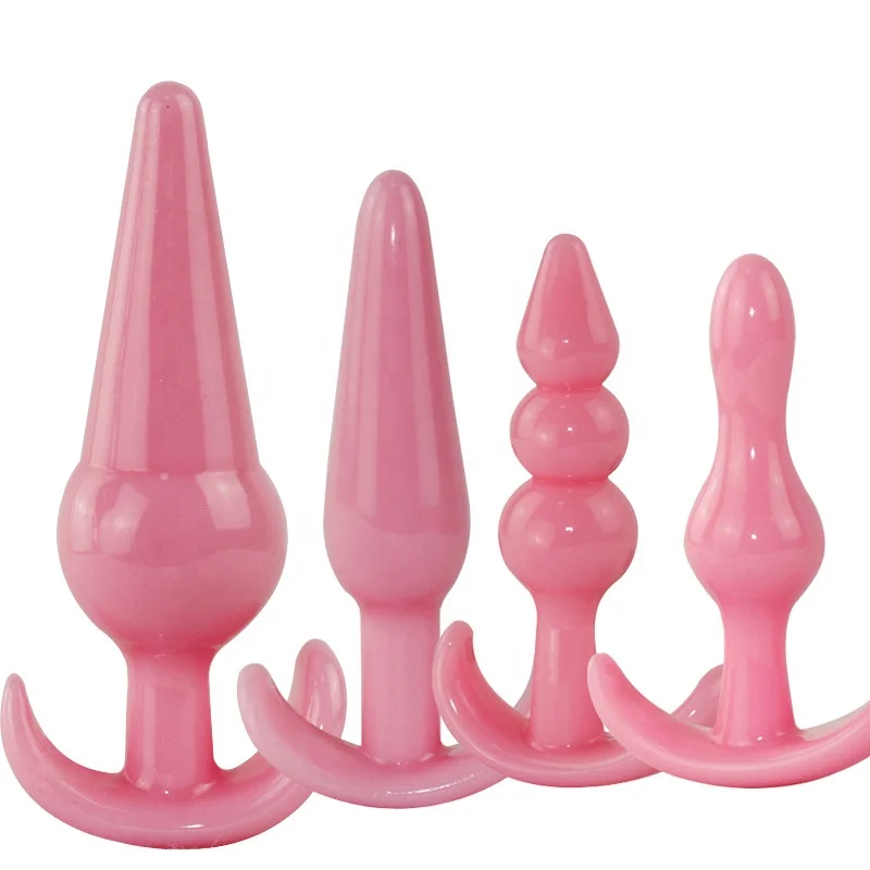 Netphi Pack of 4 Beginner Anal Dildo Set Silicone Butt Plugs for Beginners Starter Set