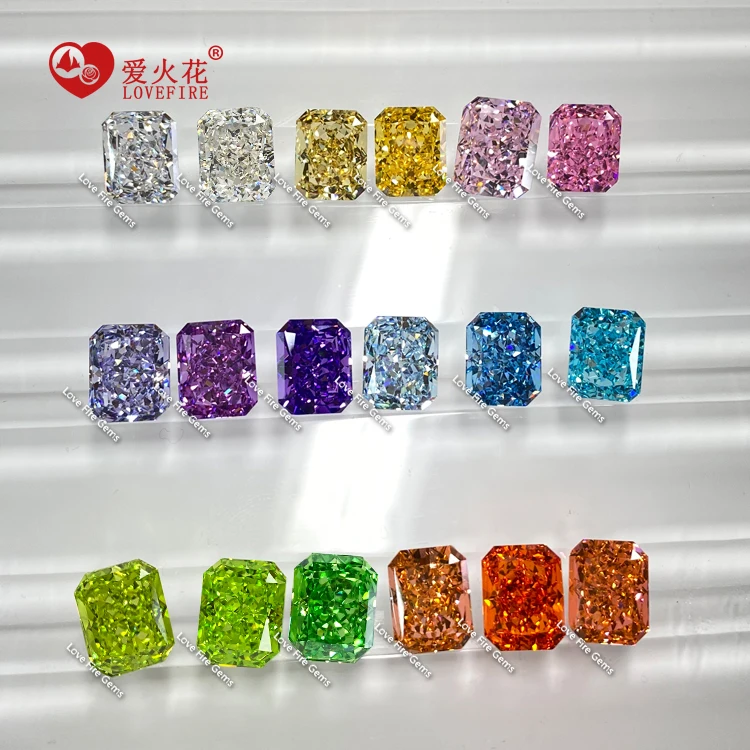 Ready stock 5A+ fancy cut Aqua blue color loose zircon stone price 4K crushed ice cut cubic zirconia synthetic cz