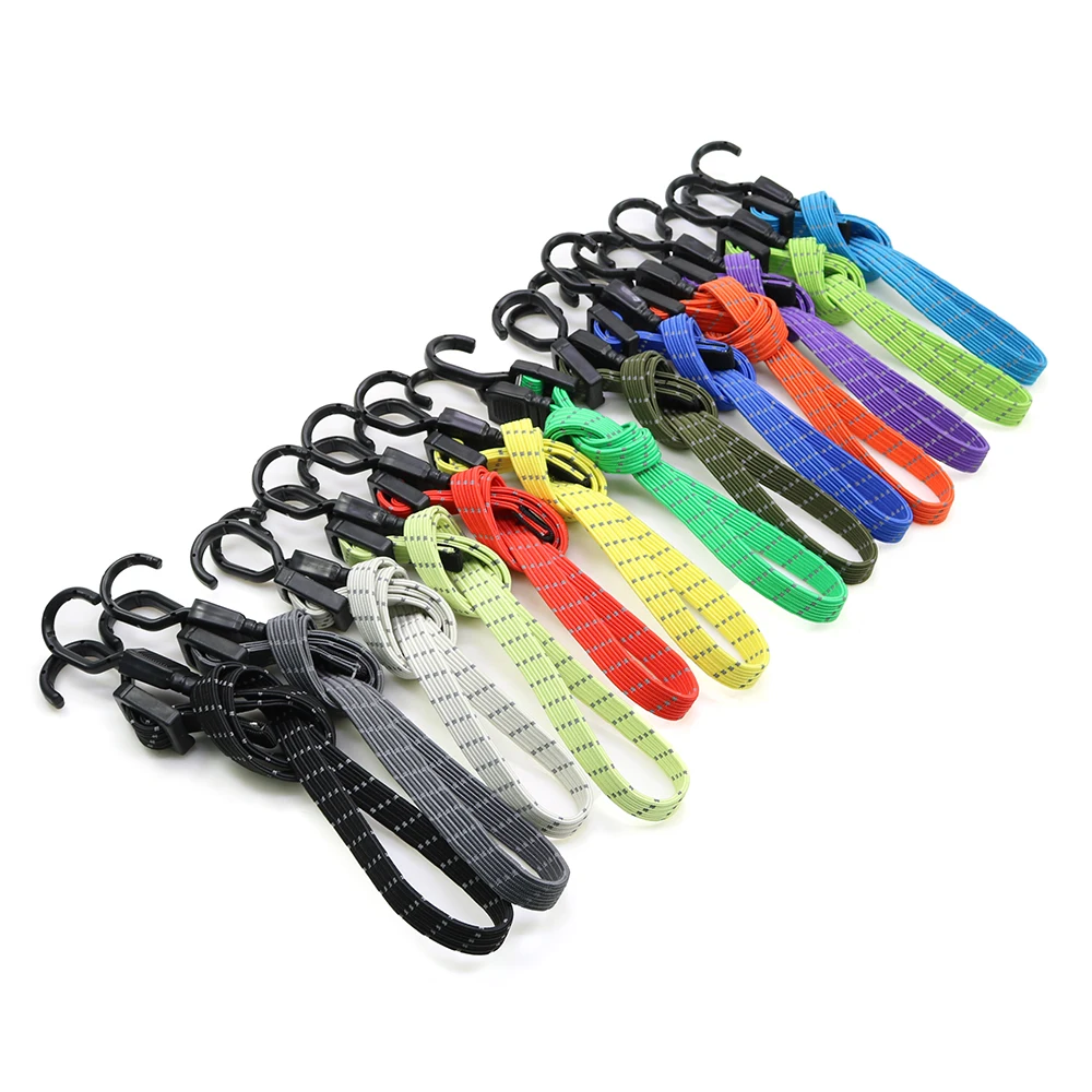 wholesale heavy duty multi-purpose elastic rope flat wide adjustable cargo bungee cords with hooks for luggage