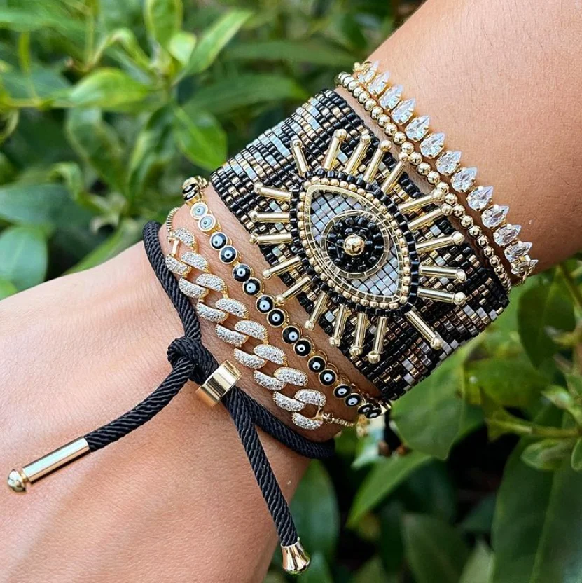 Fashion jewelry miyuki beads bracelet handmade star fatima hand shape unique style men bracelet