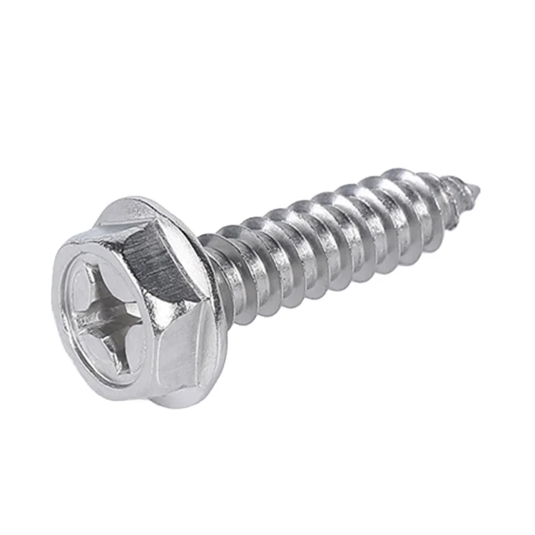 license plate screw corrosion resistance stainless steel cross recessed slotted hex flange head self tapping screw