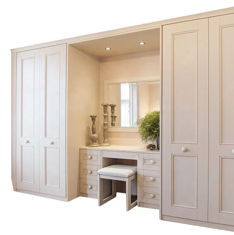 Trlife custom luxury white shaker lacquer wardrobe with dressing table mirror