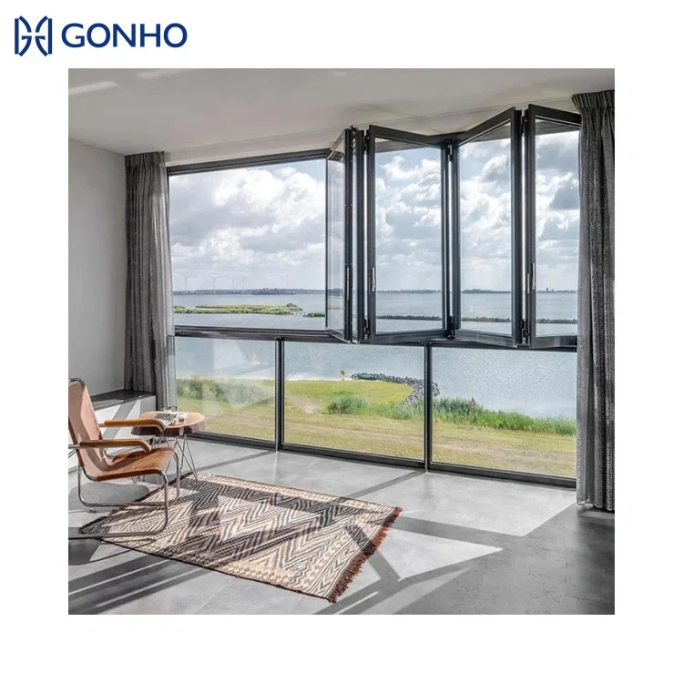 New Design American Standard Aluminum Bi Folding Accordion Windows Balcony Aluminum Windows And Doors