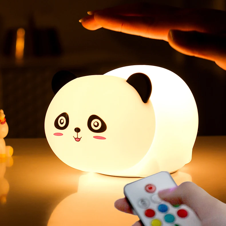 Cute Panda Silicone Night Light RGB LED Color Changeable Sensitive Tap Control Silicone LED Lamp for Baby Kids Adult Bedroom