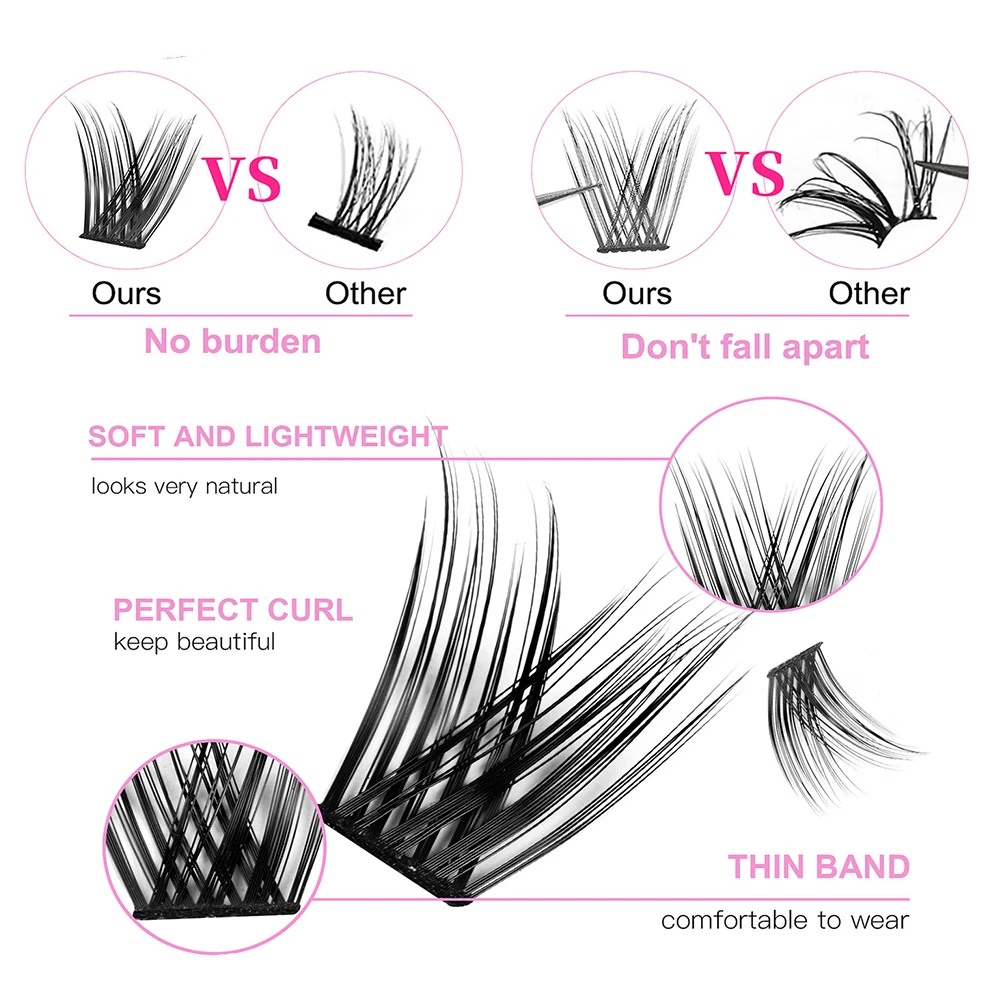 Individual Lashes Mixed Tray Faux Mink Lash Clusters Extensions 0.07 Cluster Lashes DIY Eyelash Extension Qingdao