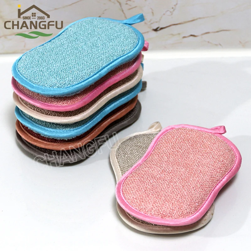 Changfu Quick Drying Microfiber Kitchen Dishes Cleaning Sponge Dishwashing Pad