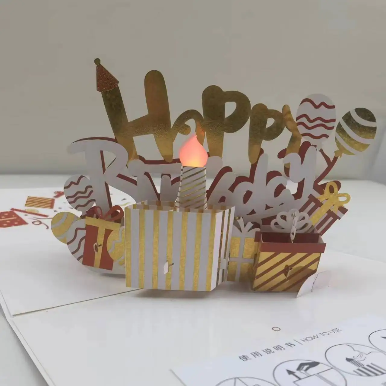 Music 3D birthday cards, candle greeting cards. Blowing through can make a sound,musical cards