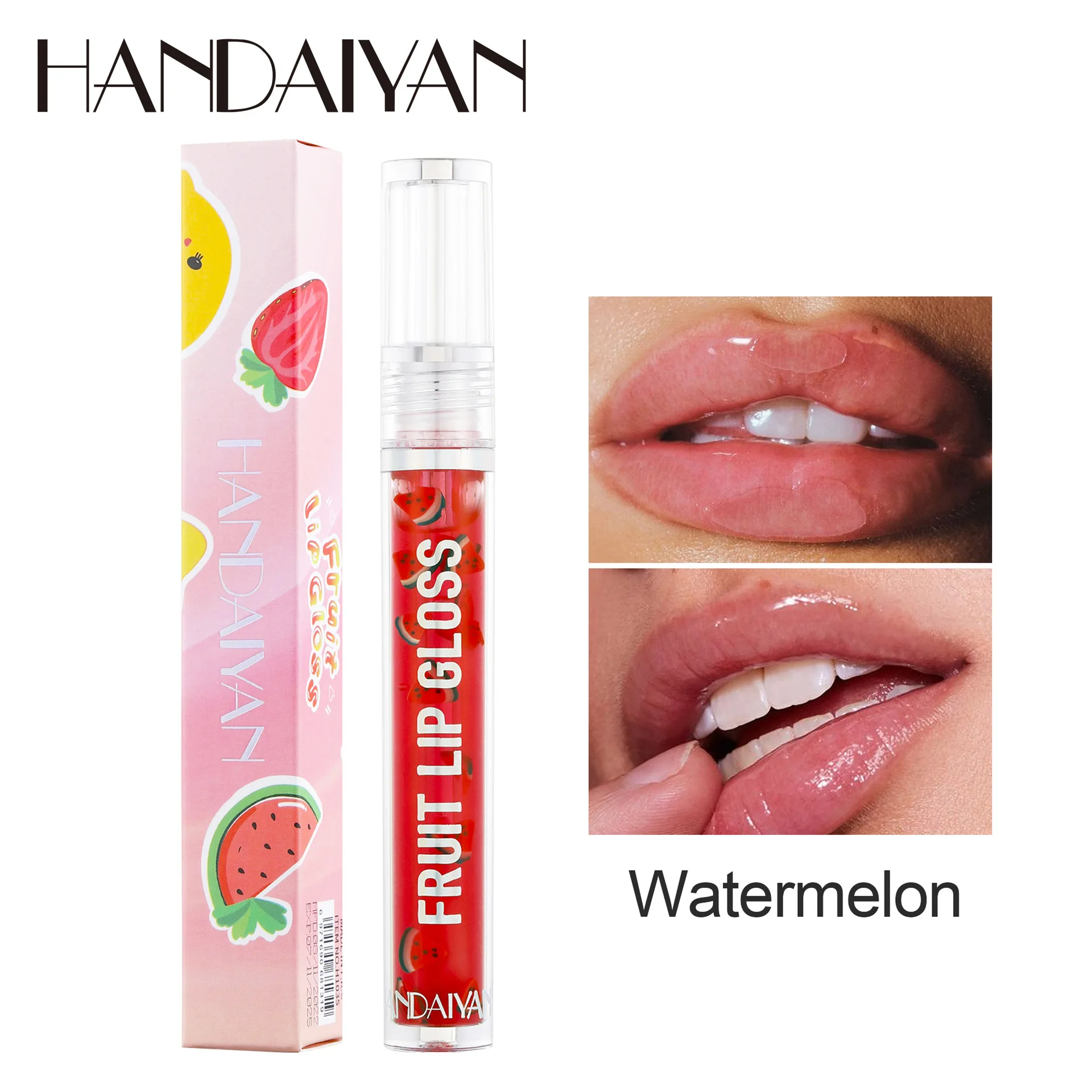 handaiyan 6 Color Fruit Series liquid lip oil hydrating moisturizing lip glaze lightening anti-dry and cracking lip gloss
