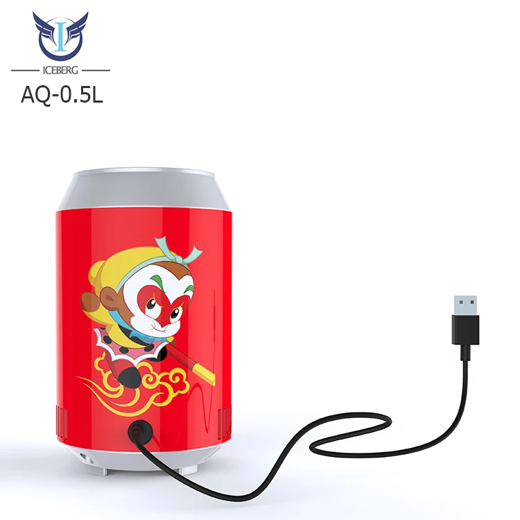 Top Open Lid Can Cooler Refrigerator Round Beverage Cooler 0.5L Mini Fridge