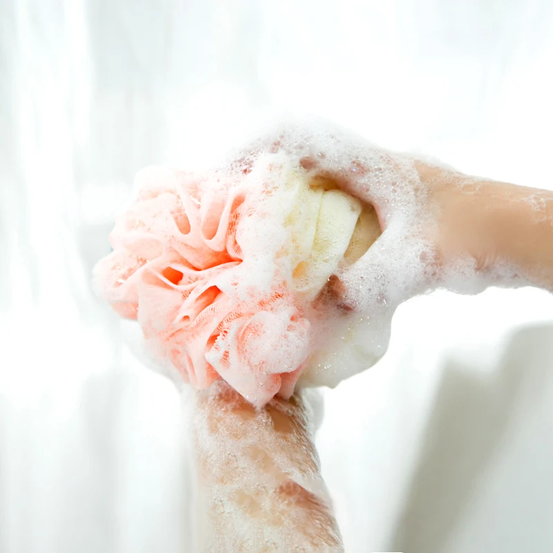 Eco friendly natural flower bath shower ball sponge body loofah mesh bath ball sponge