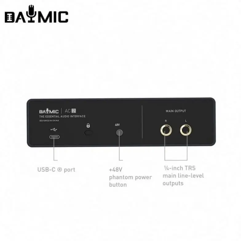 DAYMIC Professional X2 audio interface digital portable 48V microphone recordingm music 2 channel sound card