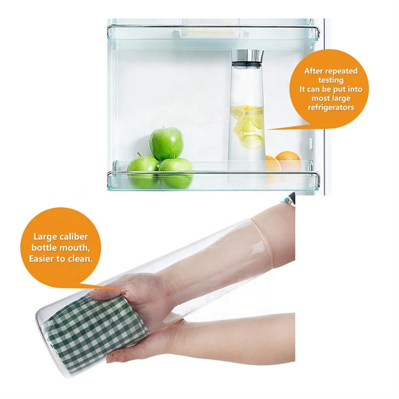 Custom Heat Resistant Stainless Steel Lid Borosilicate Glass Pitcher 1000ml Water Jugs Glass Crystal Pitchers