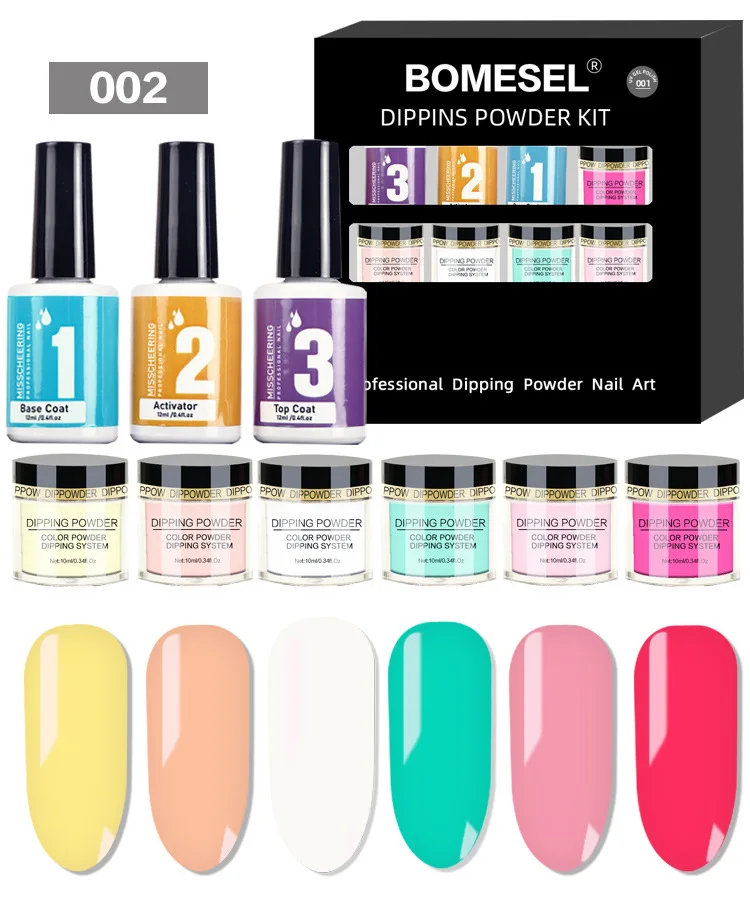 5 colors Nail art Dipping powder kit set No baking light French nail polish dipping powder  nail kit system