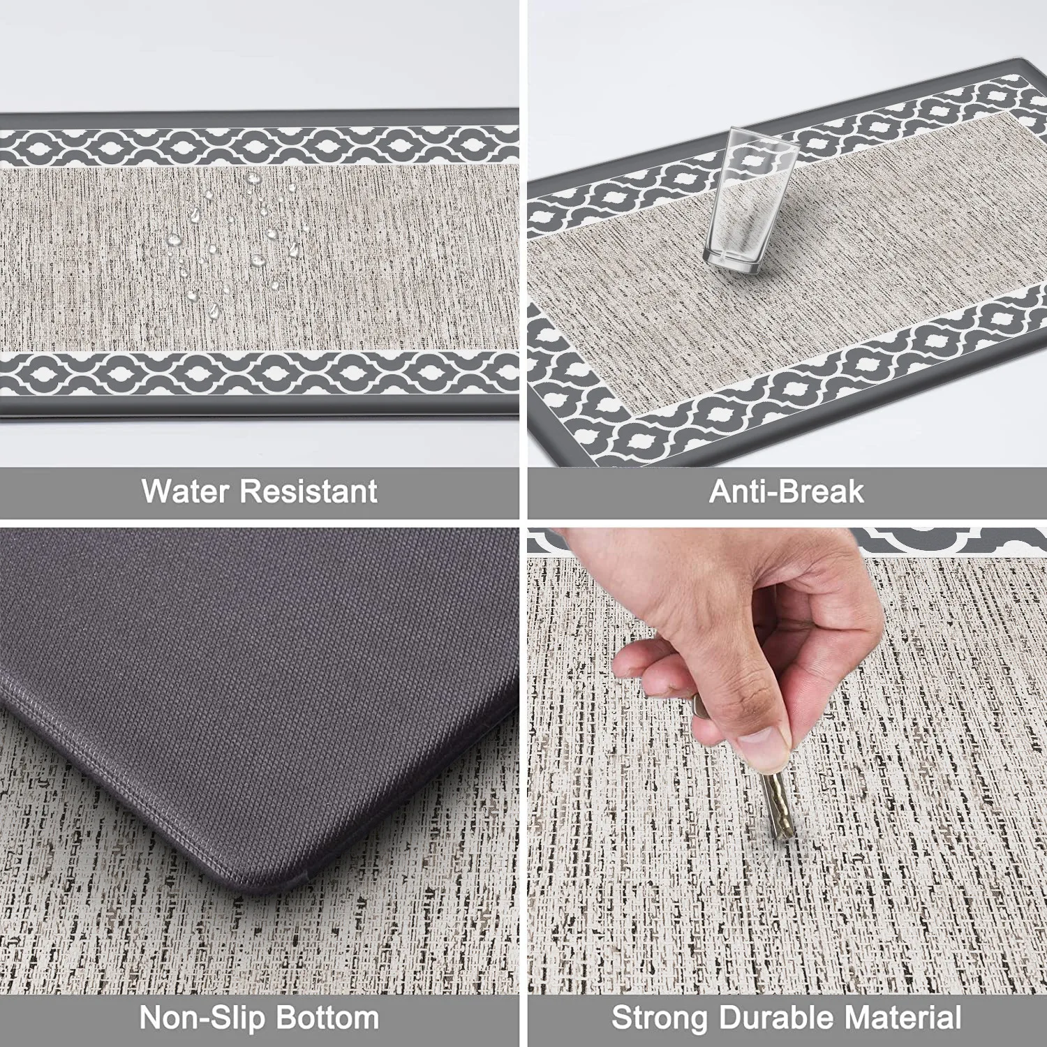 New Design Waterproof Indoor Foot Mat Kitchen Mat Set Of 2 Anti Fatigue Comfort Kitchen Rug Floor Mats