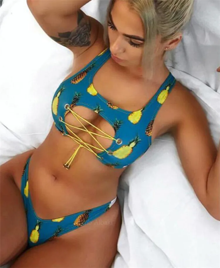 FYA3874 Summer High Cut Leg Printed Woman Sexi Bikini 2020 Swimwear