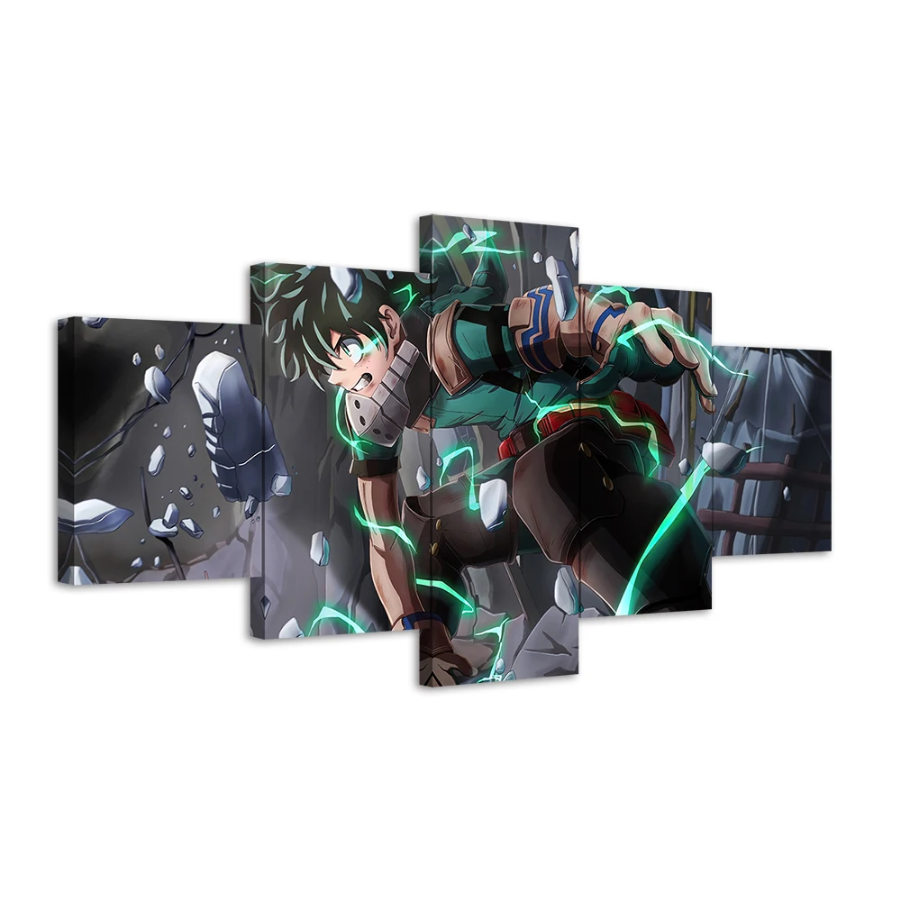 5 Pieces Izuku Anime Posters Oil Painting on Canvas My Hero Academia Wallpaper Living Room Decor Wall Stickers Background Decor