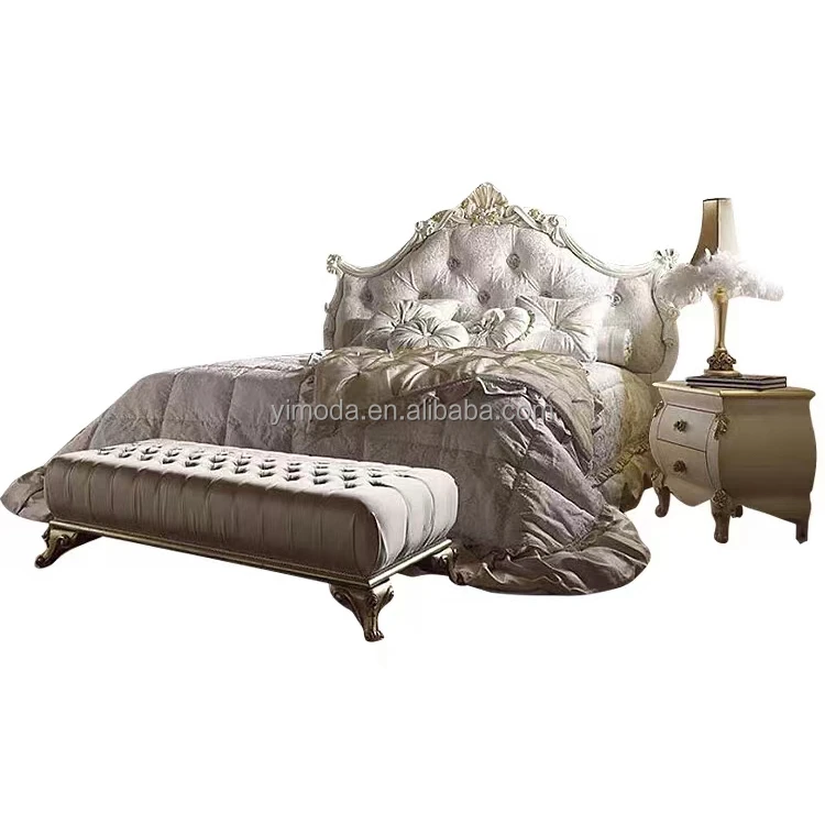 French style Durable Luxury Unique Designs King Queen Size Wooden Beds elegant double victoria bed