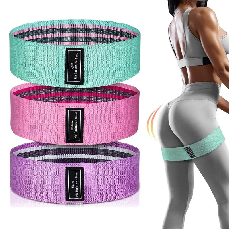 Amazon Wide Fabric Elastic Exercise Bands Set Workout Booty Hip Bands Resistance Loops Bands with Logo