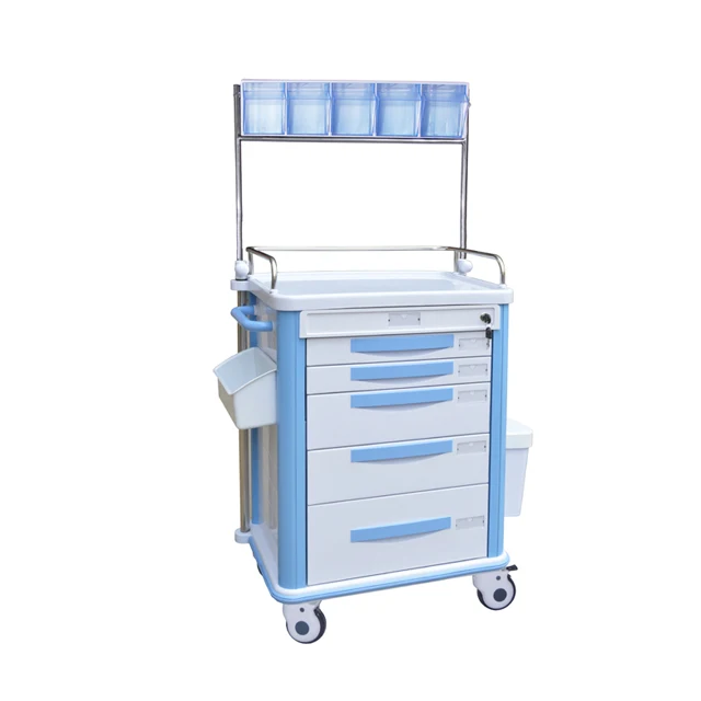 medical emergency trolley cart with drawers
