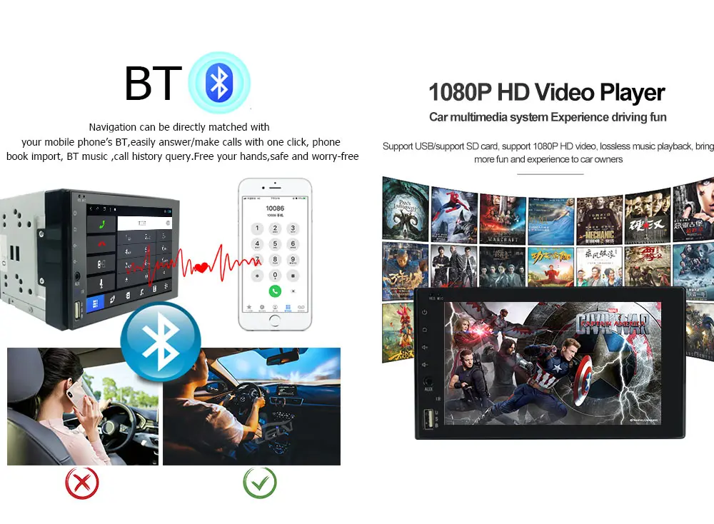 Android 9.0 Radio 4+64g 2din Motorized 6.2 Touch Screen audio Player with dsp Gps BT USB Fm Aux for car