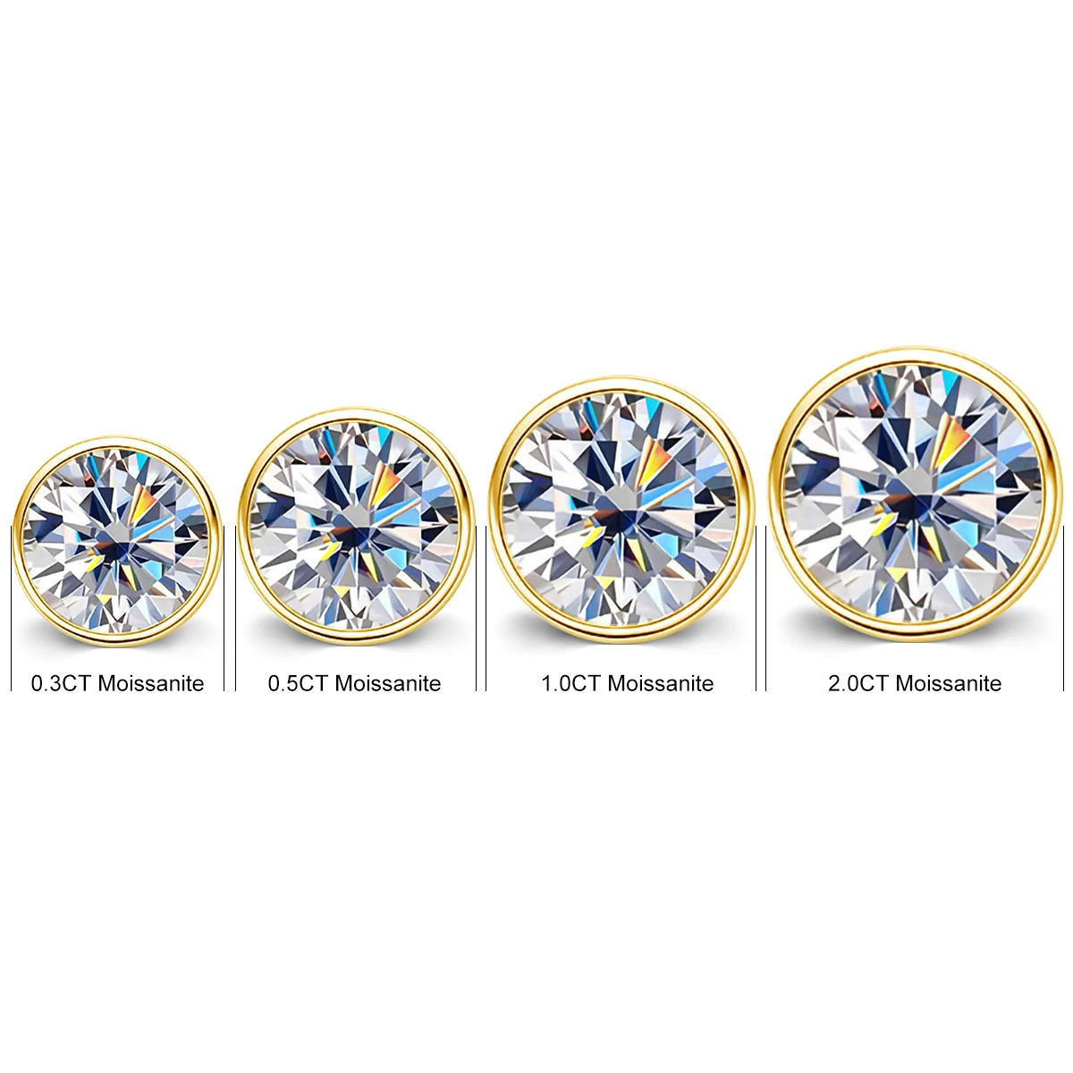 High Quality Gold Jewelry 2ct 1ct 0.5ct D Color VVS1 Moissanite Diamond AU750 Gold 18k Soild Gold Earrings