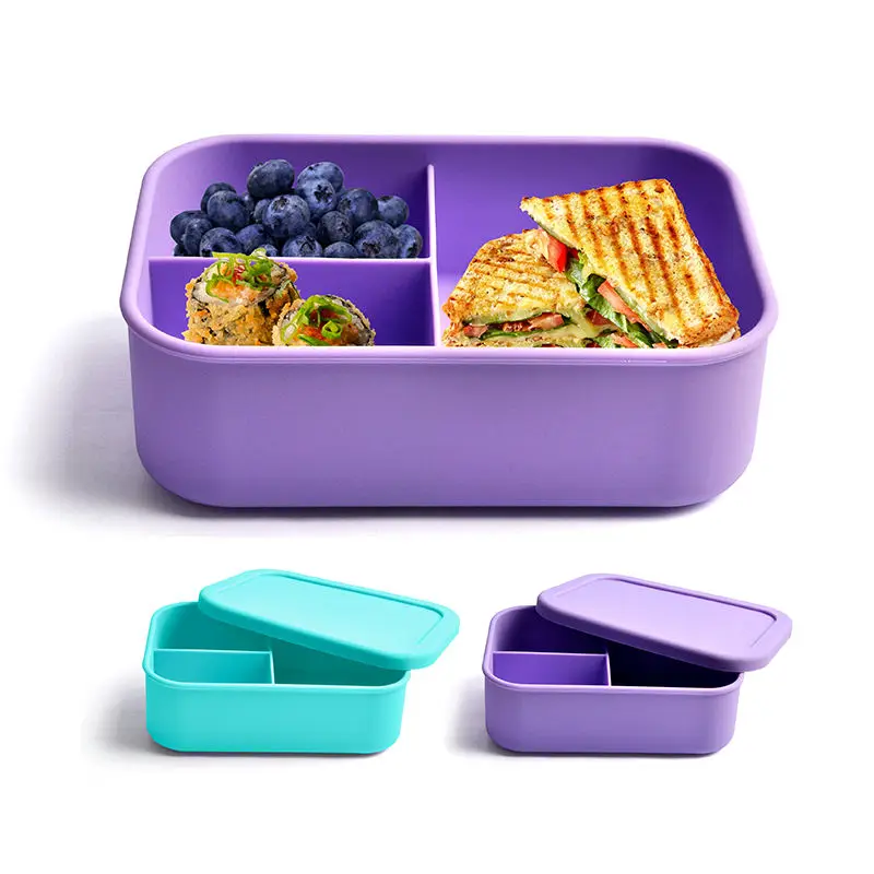 Wholesale Bento Lunch Boxes Leak proof Food Storage Microwave Fresh-Keeping Silicone Bento Lunch Box