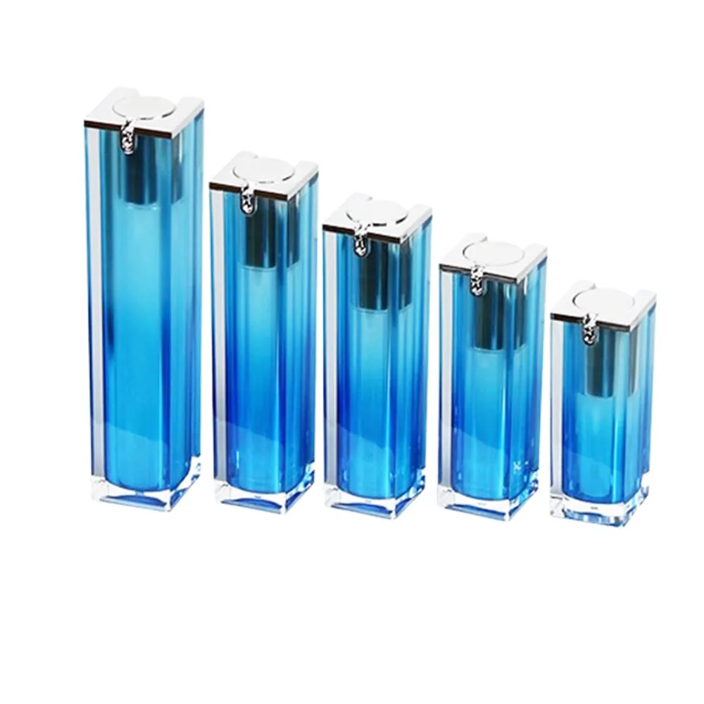 Customized 15ml 30ml 40ml 50ml Gold Square Acrylic Airless Pump Bottle for Cosmetics