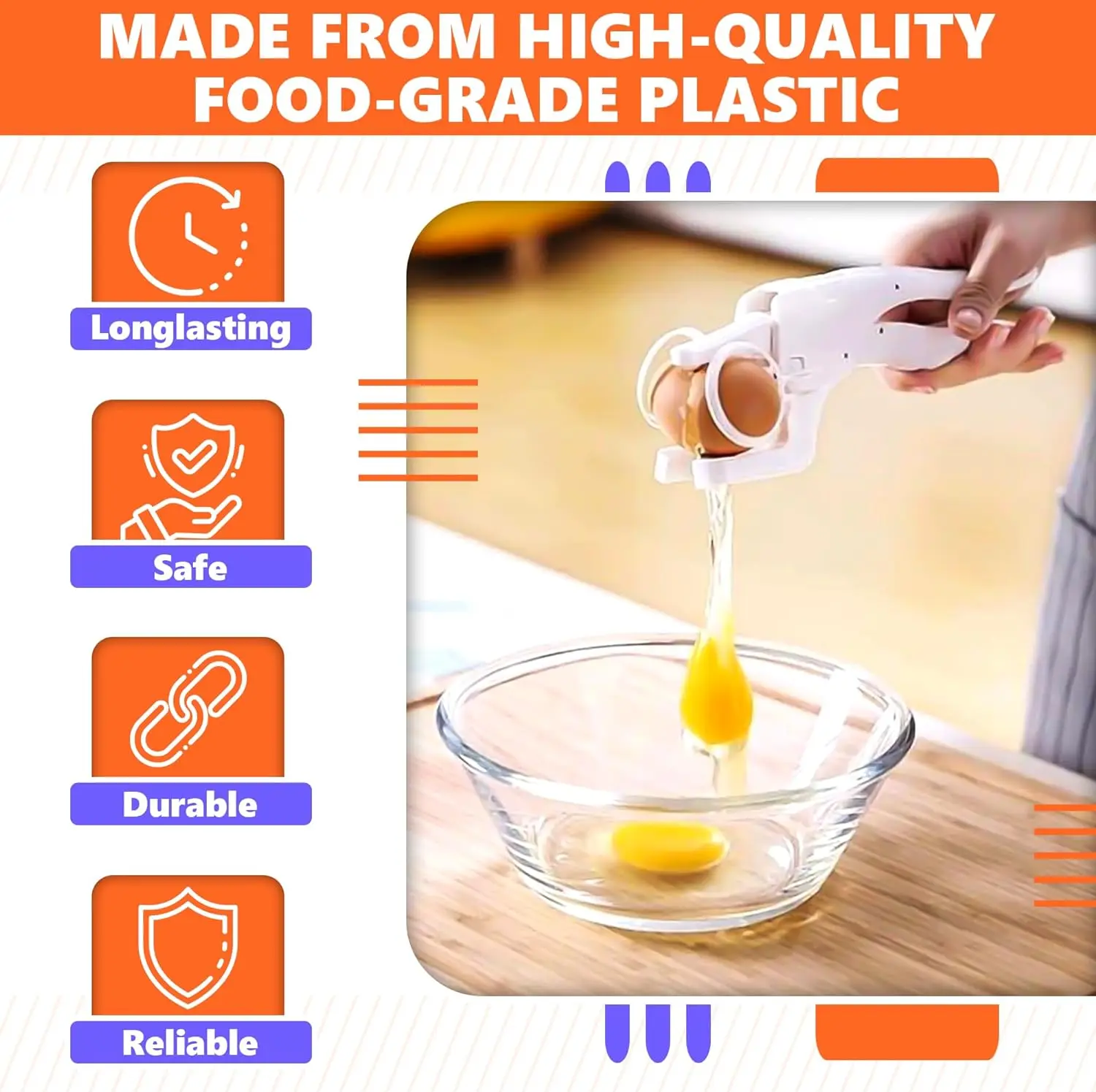 Kitchen Handheld Plastic Egg Opener Creativity Shell Easy Separator Handheld Quick Separation Eggs Cracker Tool Yolk Separator