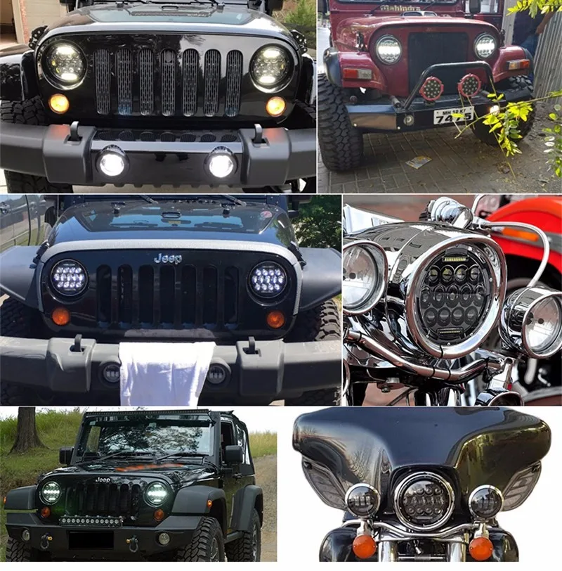 Factory Supply h4 12V 24V 7 inch round led headlight for motor Truck 4x5 off-road vehicle