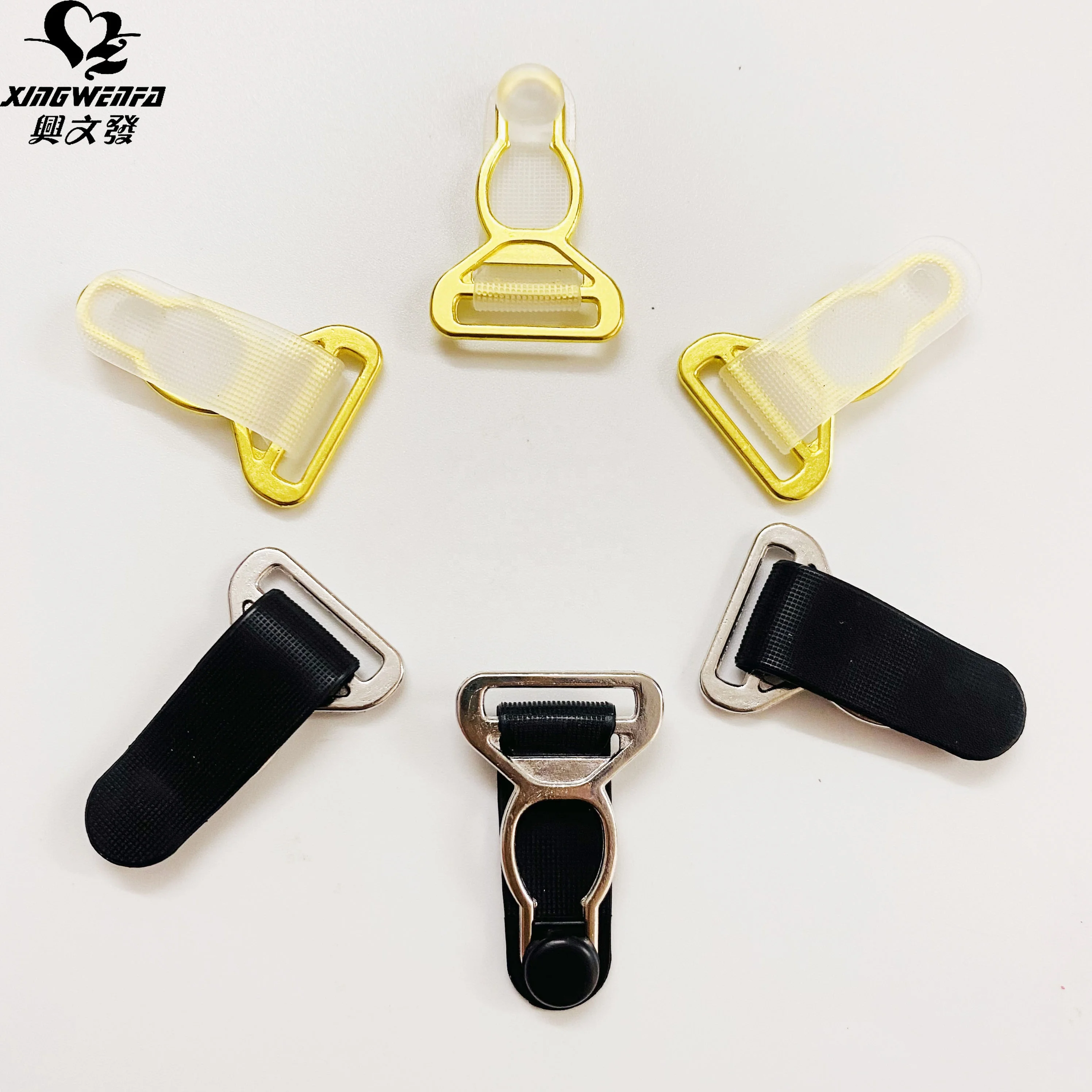 Garment accessories 15mm gold silver Zinc alloy adjustable garter belt hook clip