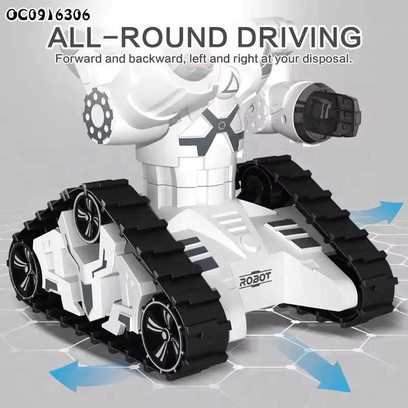 2.4G 10CH Newest Smart Remote Control Tracking Tank Interactive RC Shooting Toy Robots With Light