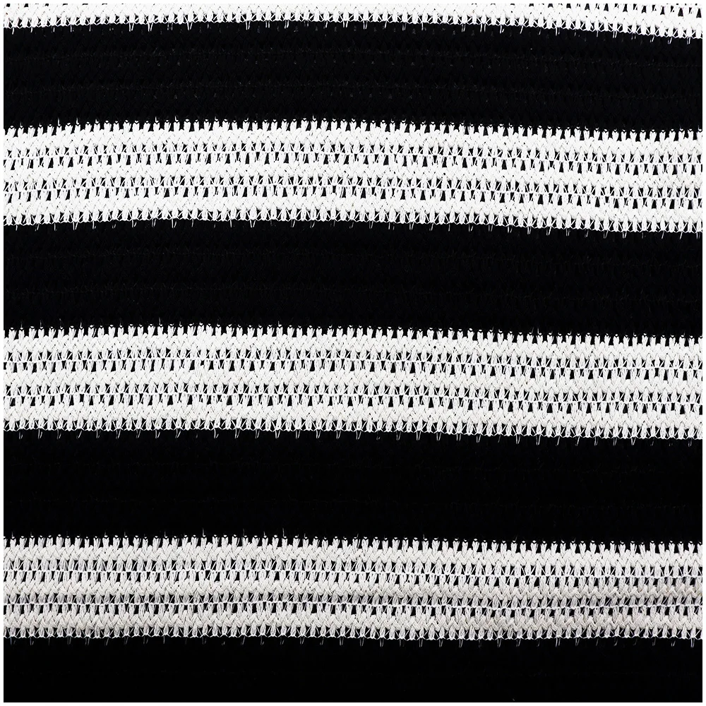 High Quality 75% Cotton 25% Polyester Lace Fabric Black and White Striped Knitted Material for Clothing