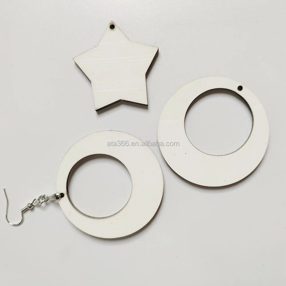 Custom Blank Wooden MDF Earrings for sublimation/MDF earrings Promotion Carving engraving UV printing logo